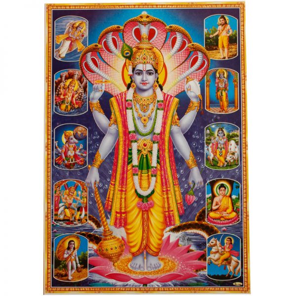 Poster mit Vishnu und 10 Inkarnationen (Avatare)